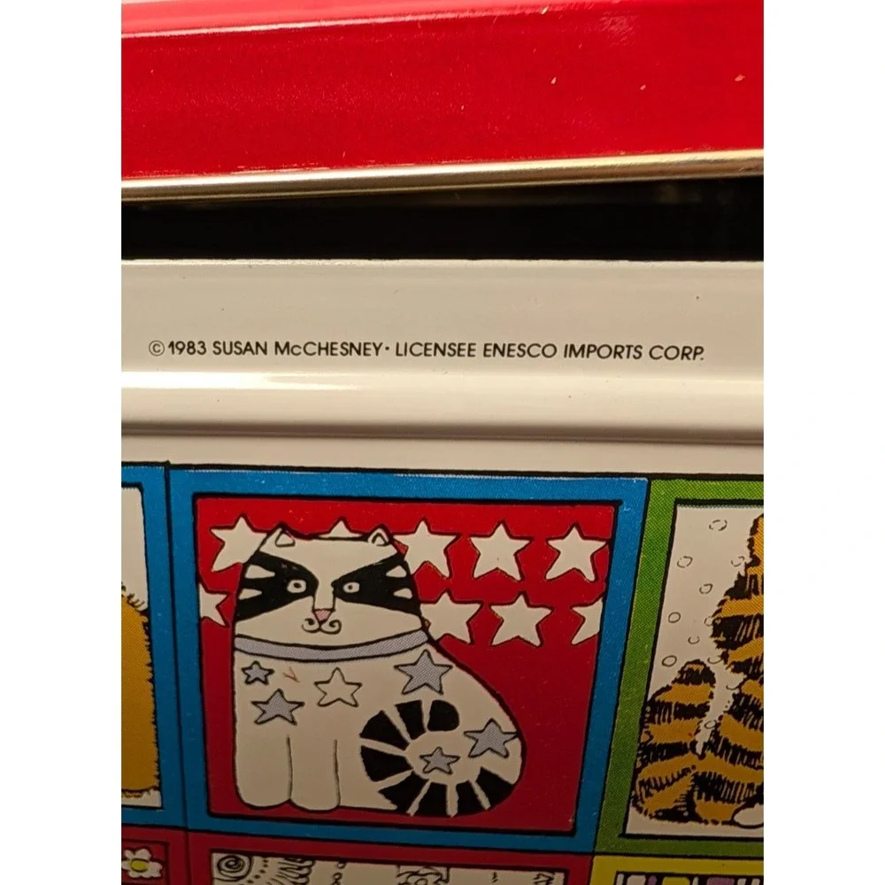 Vintage 1983 Enesco Susan Marie McChesney Cats Are Chic Nesting Tins Set of 3
